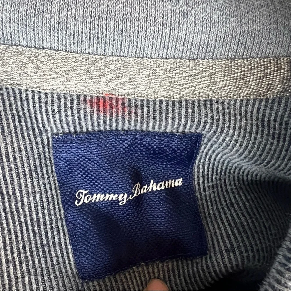 Tommy Bahama Men's Mock Neck 1/4 Snap Pullover. Size:XL  Blue/gray